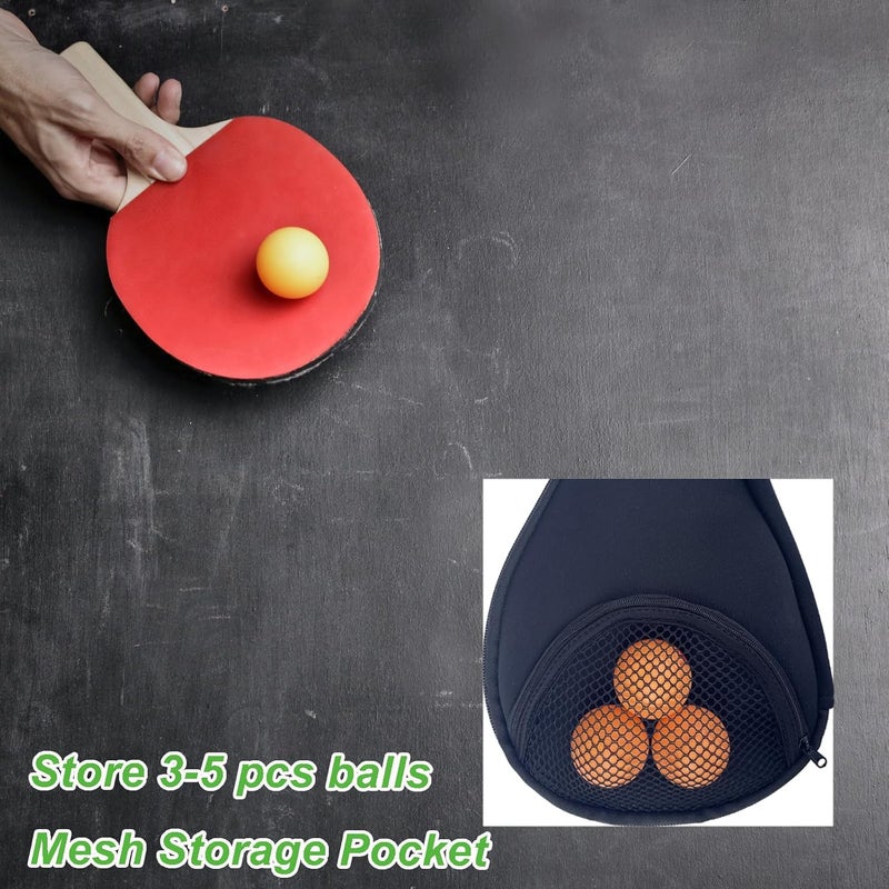 CORECISE Table Tennis Racket paddle cover，Ping Pong Paddle Carry Sleeve Bag,Table Tennis Bat Protective Paddle Sleeve, Ping Pong Paddle Racket Bag Case With Ball Storage Mesh Pocket and Shoulder Carry Strap - Image 3